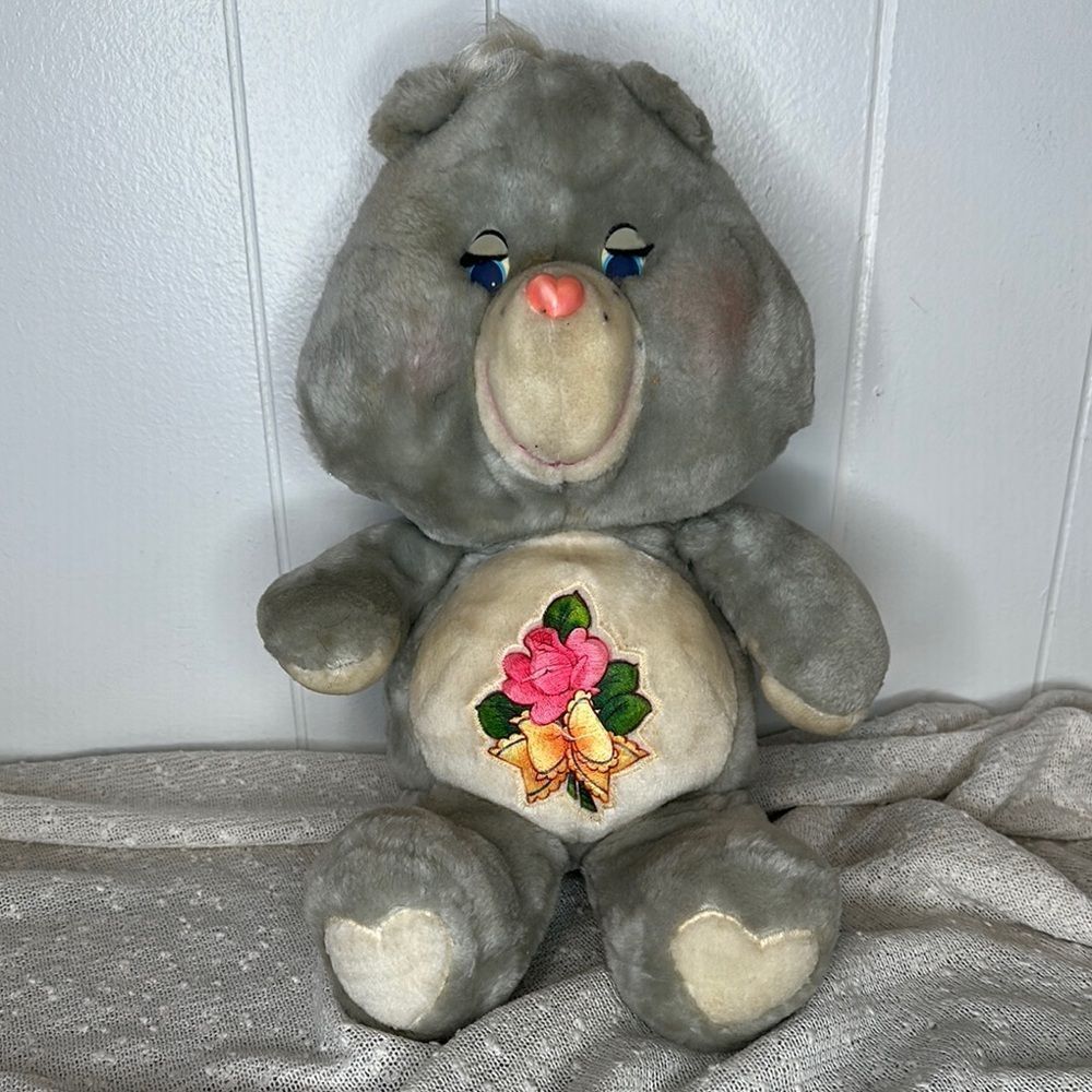 CARE BEARS Grams Bear Vintage 1983 Stuffed 15" Gray - Picture 2 of 8
